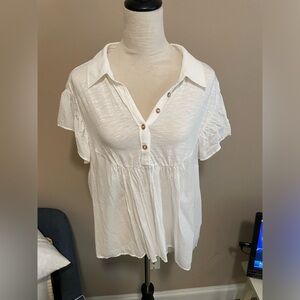 COPY - Pilcro Flutter Sleeve Light Blue Baby Doll Top Size L